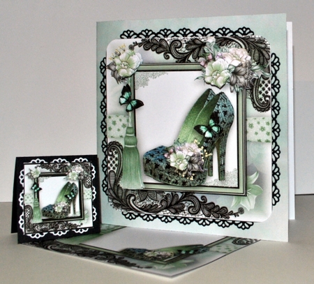 Black and Mint Shoes Card Kit by Kristina Norbat