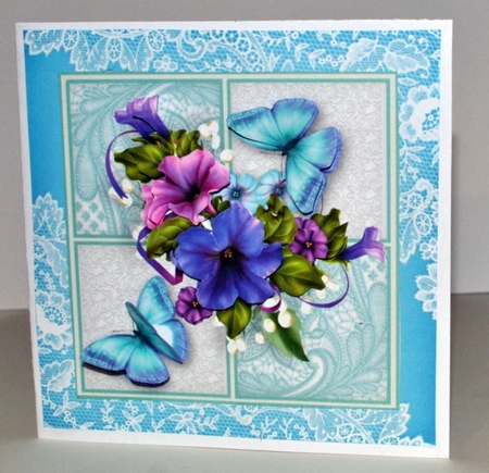 Beautiful Petunia Lace Card Topper 7x7 by Kristina Norbat