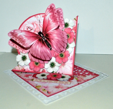 Beautiful Pink Butterfly and flower Easel with a Twist 1428a pink by Kristina Norbat