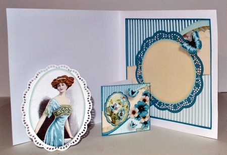 Vintage Shabby Flower Card Kit turquoise 1447 by Kristina Norbat