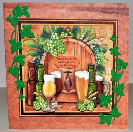 BEER BARREL 7.5 Birthday Fathers Day Retirement Decoupage & Insert Mini Kit by Kristina Norbat