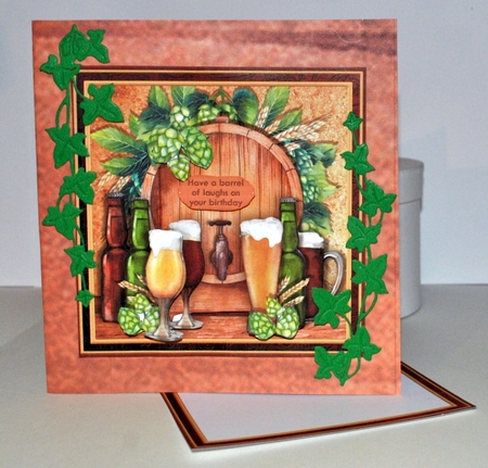 BEER BARREL 7.5 Birthday Fathers Day Retirement Decoupage & Insert Mini Kit by Kristina Norbat