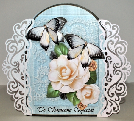 Arch Topper Camelias & Butterflies  by Kristina Norbat