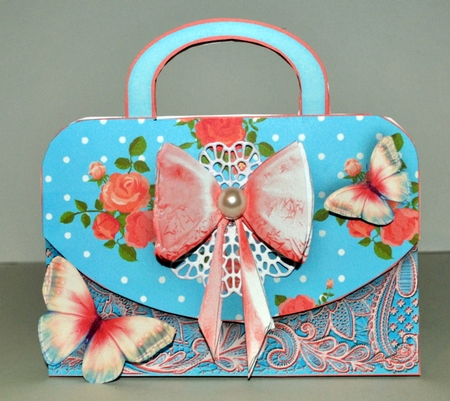 Blue And Pink Lace Handbag Card  by Kristina Norbat