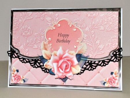 Pretty In Pink Scalloped Edge Faux Envelope Card Birthday by Kristina Norbat