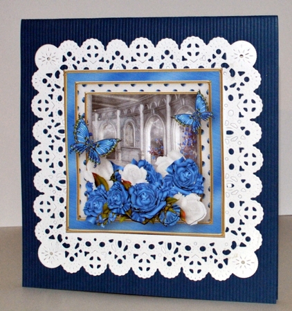 Blue Roses Decoupage Card Front by Kristina Norbat