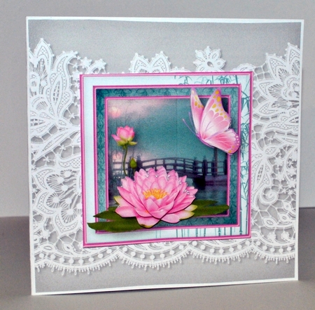 Oriental Pond Decoupage Card Front by Kristina Norbat