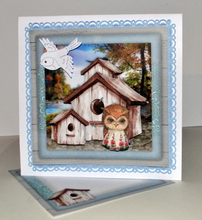 New Home Birdhouse With Cute owl by Kristina Norbat