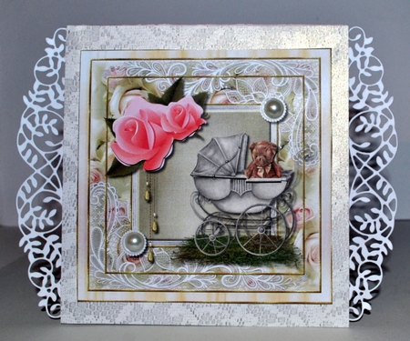 Antique Baby Carriage Card Topper  by Kristina Norbat