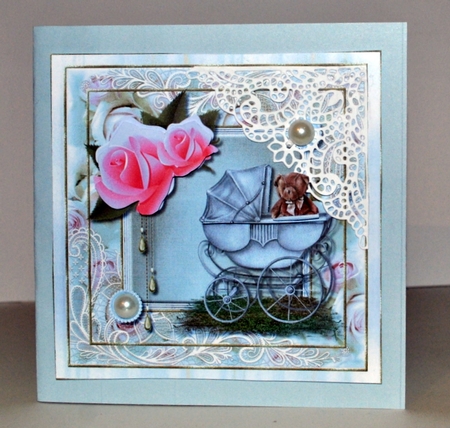 Antique Baby Carriage Card Topper 2 by Kristina Norbat