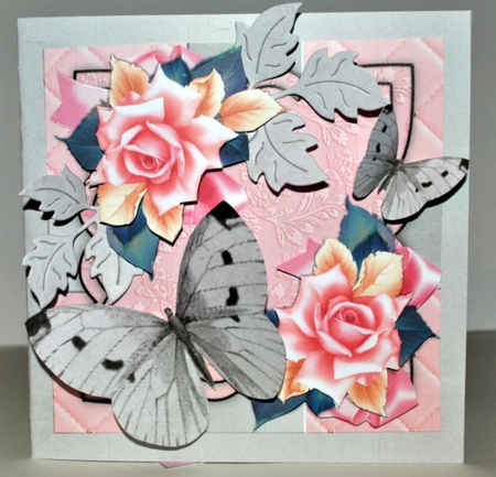 Scallop Topper Pink Roses  & Butterflies Mini Kit by Kristina Norbat