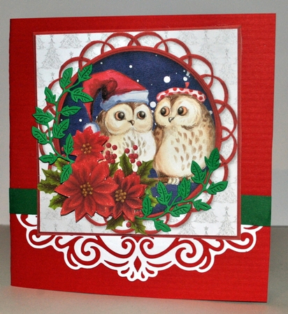 Christmas Owls - Decoupage Card Front by Kristina Norbat