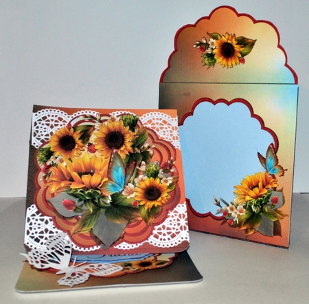 SUNFLOWERS - EASEL CARD DECOUPAGE AND ENVELOPE KIT  by Kristina Norbat