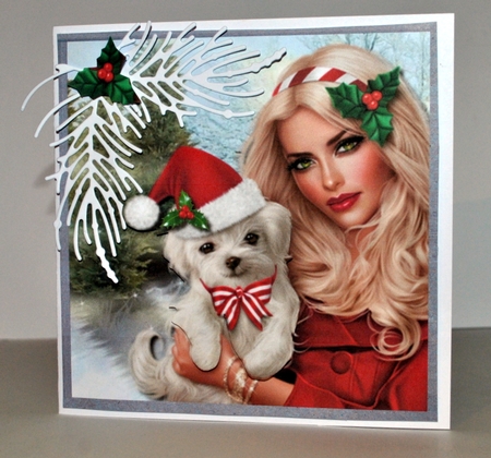 Girl with dog Christmas by Kristina Norbat