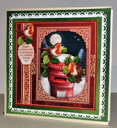 CHRISTMAS ROBINS ON POST BOX 7.5 Decoupage & Insert Mini Kit by Kristina Norbat