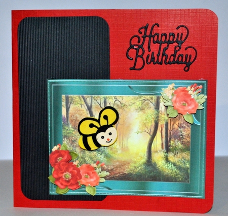 Sunlit Woodland. A5 card topper with Poppies decoupage by Kristina Norbat
