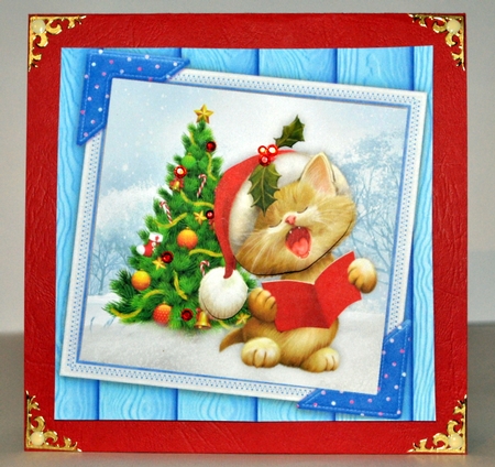 Gorgeous Singing Santa Cat 8x8 by Kristina Norbat