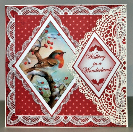 Red Robin Walking in a Wonderland 7in Double Diamond Topper by Kristina Norbat