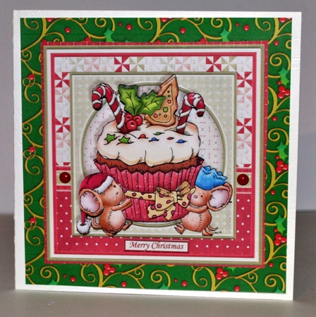 CHRISTMAS CUPCAKE MICE 7.5 Decoupage & Insert Kit by Kristina Norbat