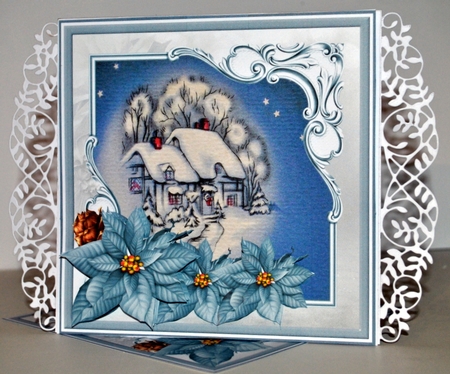 Blue poinsettia vintage Christmas by Kristina Norbat