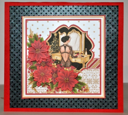 CHRISTMAS POINSETTIA & ELEGANT LADY 7.5 Decoupage & Insert Mini Kit by Kristina Norbat
