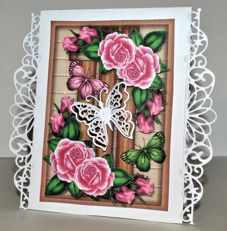 Trellis Pink Pastel Roses & Butterflies Mini Kit by Kristina Norbat