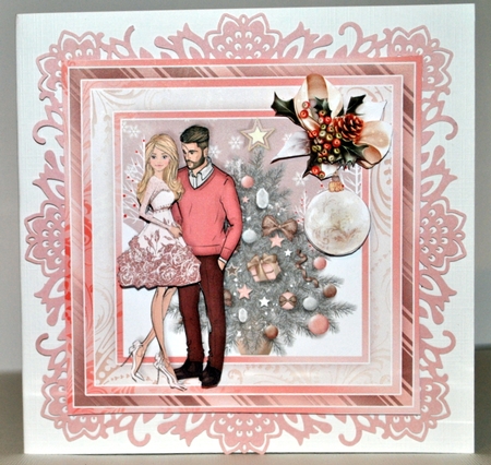 ROSE GOLD CHRISTMAS TREE & COUPLE 7.5 Decoupage & Insert Mini Kit by Kristina Norbat