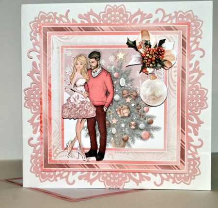 ROSE GOLD CHRISTMAS TREE & COUPLE 7.5 Decoupage & Insert Mini Kit by Kristina Norbat