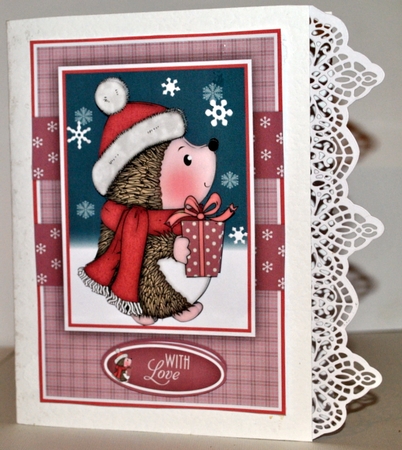 Christmas Hedgehog with Gift Pink by Kristina Norbat