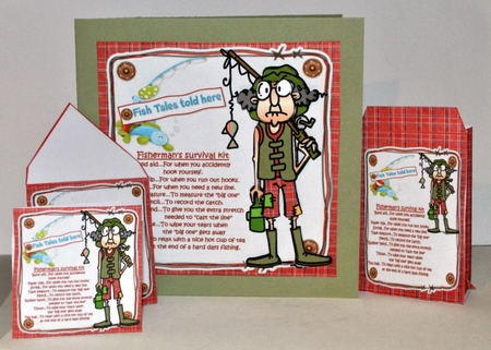 8x8 Gus the fisherman has a survival kit mini kit by Kristina Norbat
