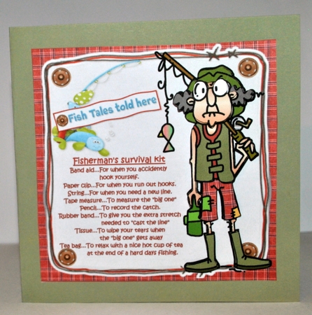 8x8 Gus the fisherman has a survival kit mini kit by Kristina Norbat