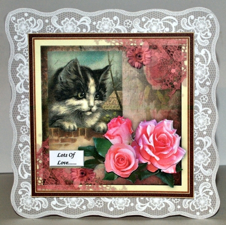 Vintage Kitten Lots Of Love Quick card 2 by Kristina Norbat