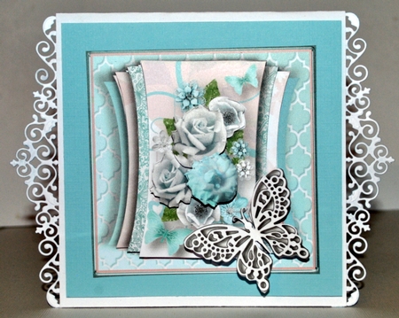 Aqua Bouquet - Curved Layers Card Mini Kit by Kristina Norbat