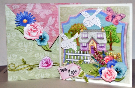 Country Cottage 6x6 Layered Card Front, Insert & Envelope. by Kristina Norbat