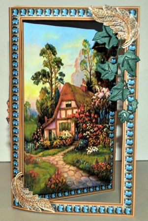 Rectangular three leaf complete card kit - Cottage on the lane by Kristina Norbat