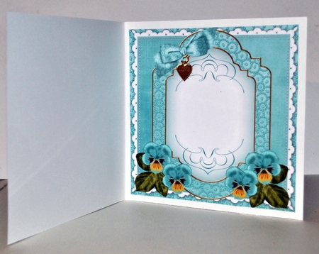 Dusky Teal Pansy Fancy Floral 7inch Insert Panel by Kristina Norbat