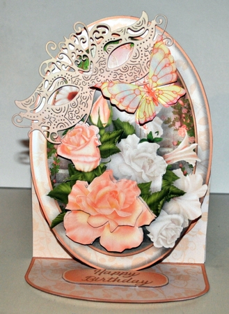 Apricot Roses - Oval Easel Card Mini Kit by Kristina Norbat