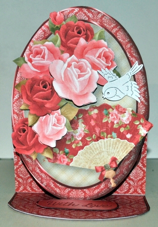 Roses and Fan - Oval Easel Card Mini Kit by Kristina Norbat