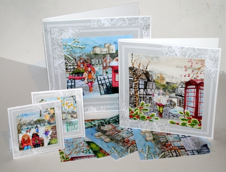 The Village Green in Winter Watercolour Scenes 8x8 200 Dpi by Kristina Norbat