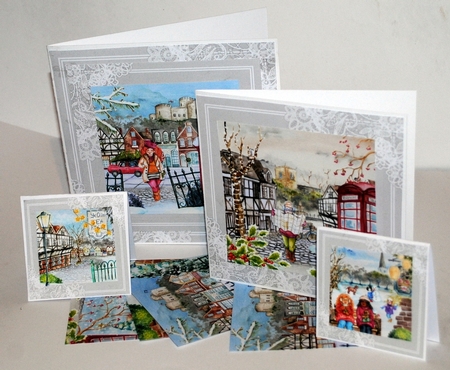 The Village Green in Winter Watercolour Scenes 8x8 200 Dpi by Kristina Norbat