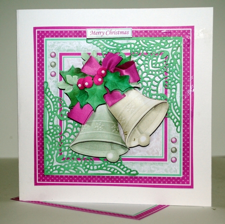 CHRISTMAS HOLLY BELLS PLUM 7.5 Decoupage & Insert Mini Kit by Kristina Norbat