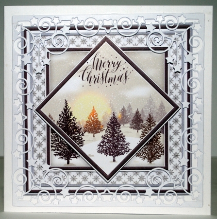 CHRISTMAS MONOTONE WINTER FOREST 7.5 Quick Layer Card & Insert by Kristina Norbat