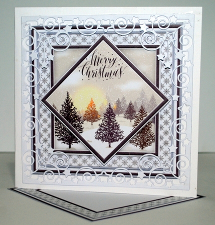 CHRISTMAS MONOTONE WINTER FOREST 7.5 Quick Layer Card & Insert by Kristina Norbat