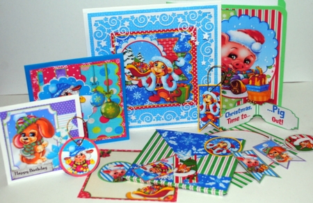  Christmas Cuties #1- 5 6x6 Card Kit by Kristina Norbat