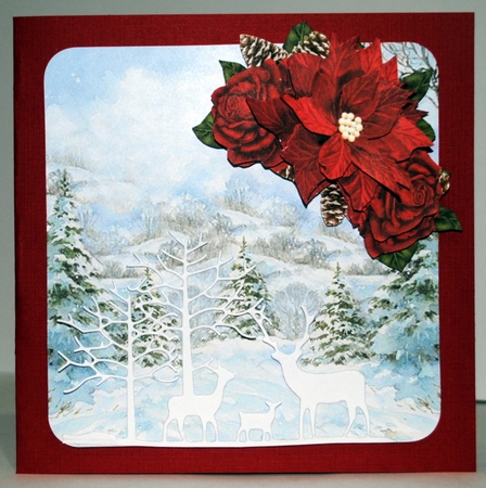 Red Roses & Poinsettia corner Vignette CU by Kristina Norbat