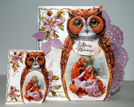 Owl Nativity Scene Christmas Shaped Mini Page Kit by Kristina Norbat