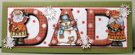 Painted Santas and Snowman Dad Large Dl Card Front with Dec by Kristina Norbat