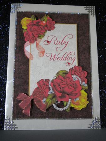 Ruby Rose Floral A5 Card Front & Decoupage by Kristina Norbat