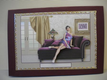 Young Lady on a Purple Chaise Longue Decoupage by Kristina Norbat