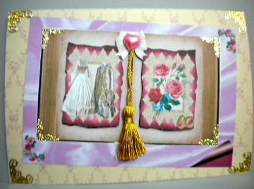Vintage Wedding Pink Satin Open Book A4 Topper by Kristina Norbat